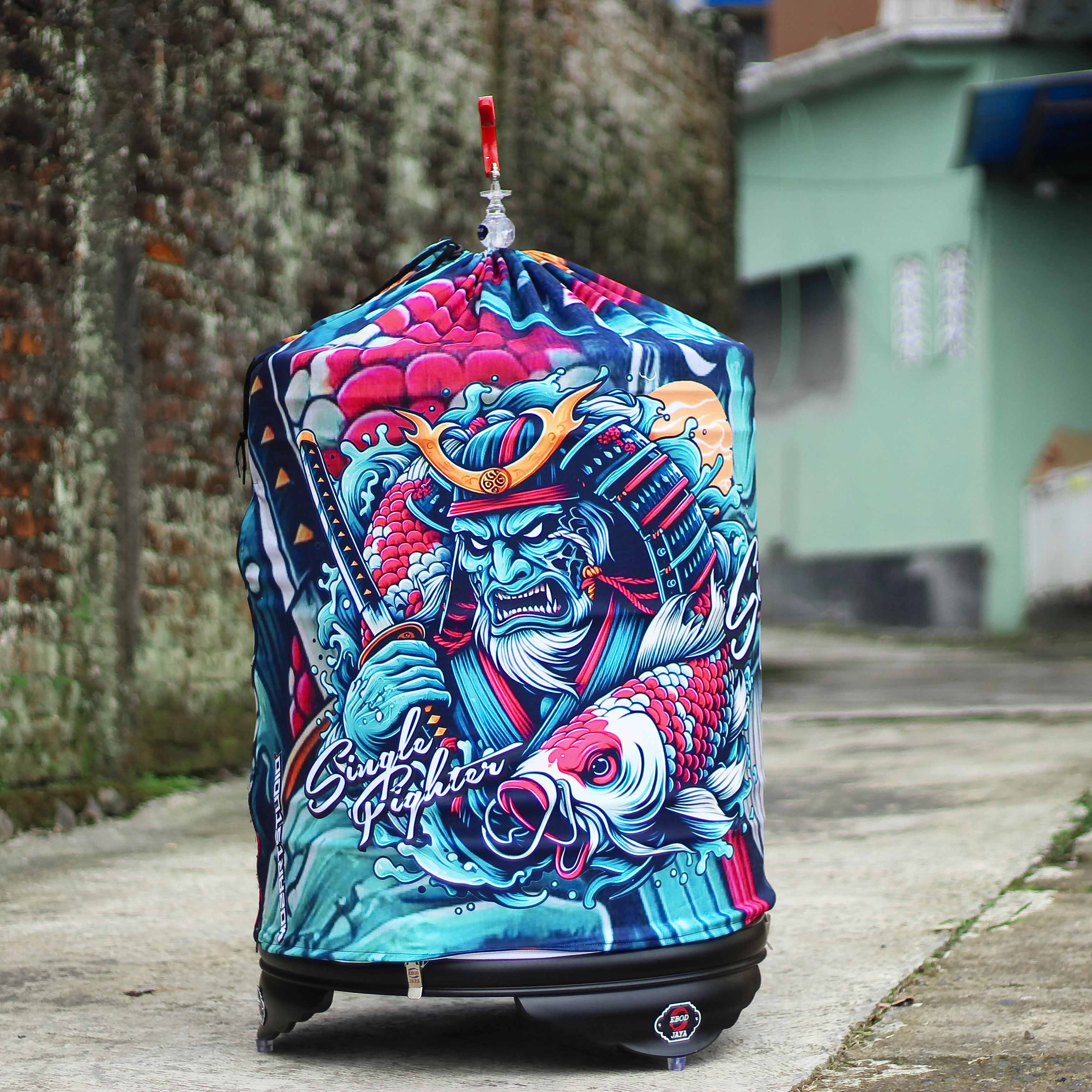KERODONG SANGKAR UKURAN MURAI BATU NO 2 FULL PRINTING MOTIF SAMURAI DAN IKAN KOI MEWAH DETAIL ISTIMEWA 7