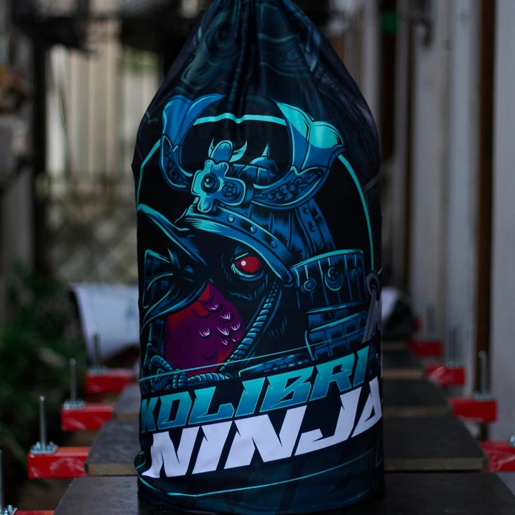 KRODONG BURUNG FULL PRINTING KERODONG SANGKAR KAPSUL COVER PENUTUP SANGKAR BURUNG UKURAN KAPSUL LOVEBIRD MOTIF KONIN ( KOLIBRI NINJA ) SAMURAI REKOMENDASI