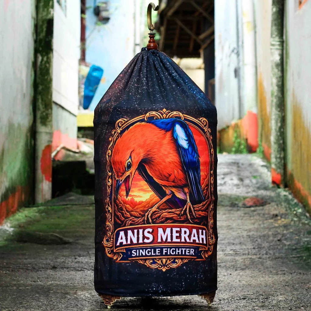KRODONG BURUNG ANIS MERAH FULL PRINTING UKURAN KERODONG SANGKAR ANIS MERAH DM 38 DOUBLE LAYER TERJAMIN TEBAL ADEM MEWAH DETAIL 4